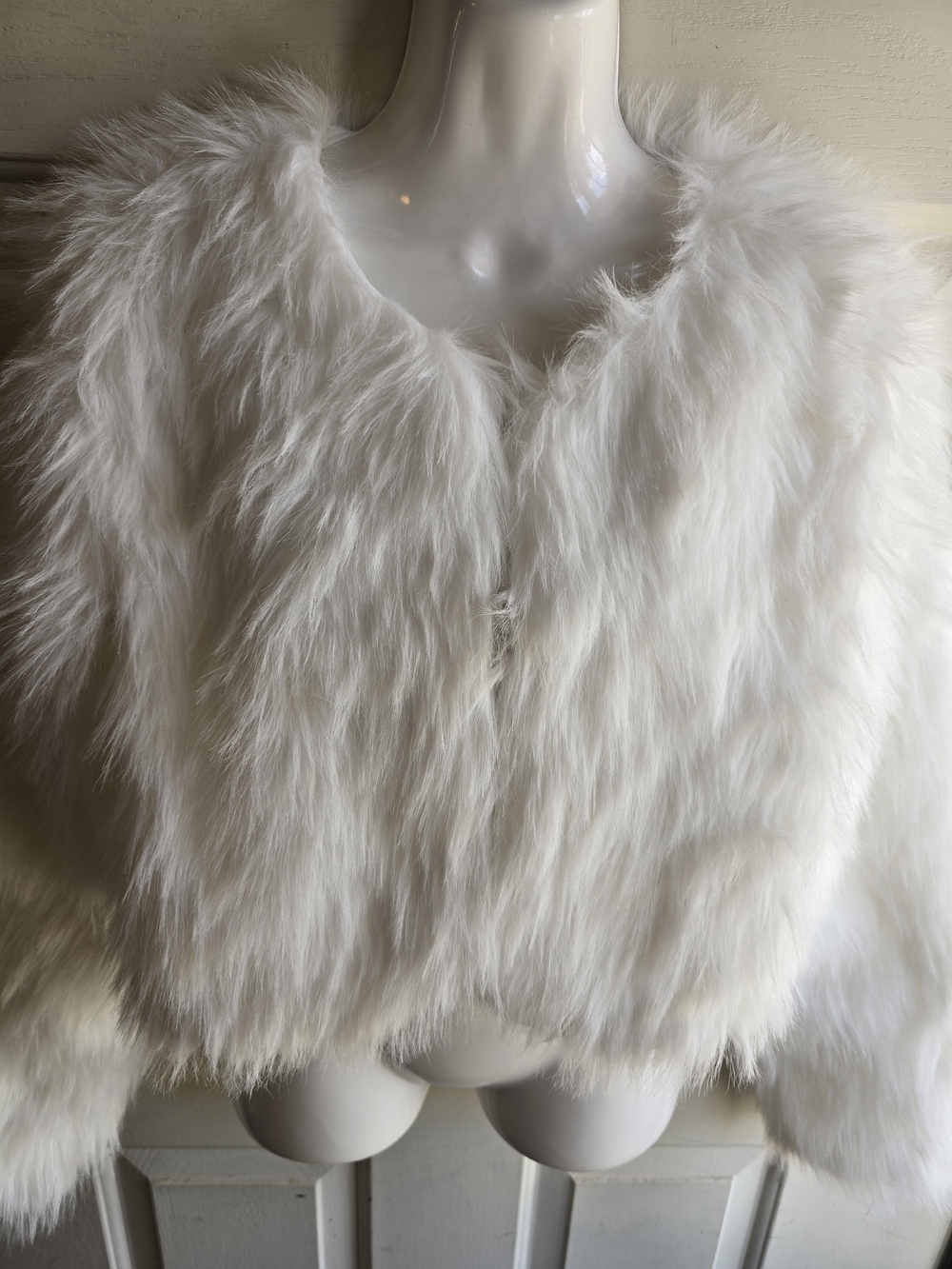 White Faux Fur Teddy Jacket for Women - Brand Not Specified